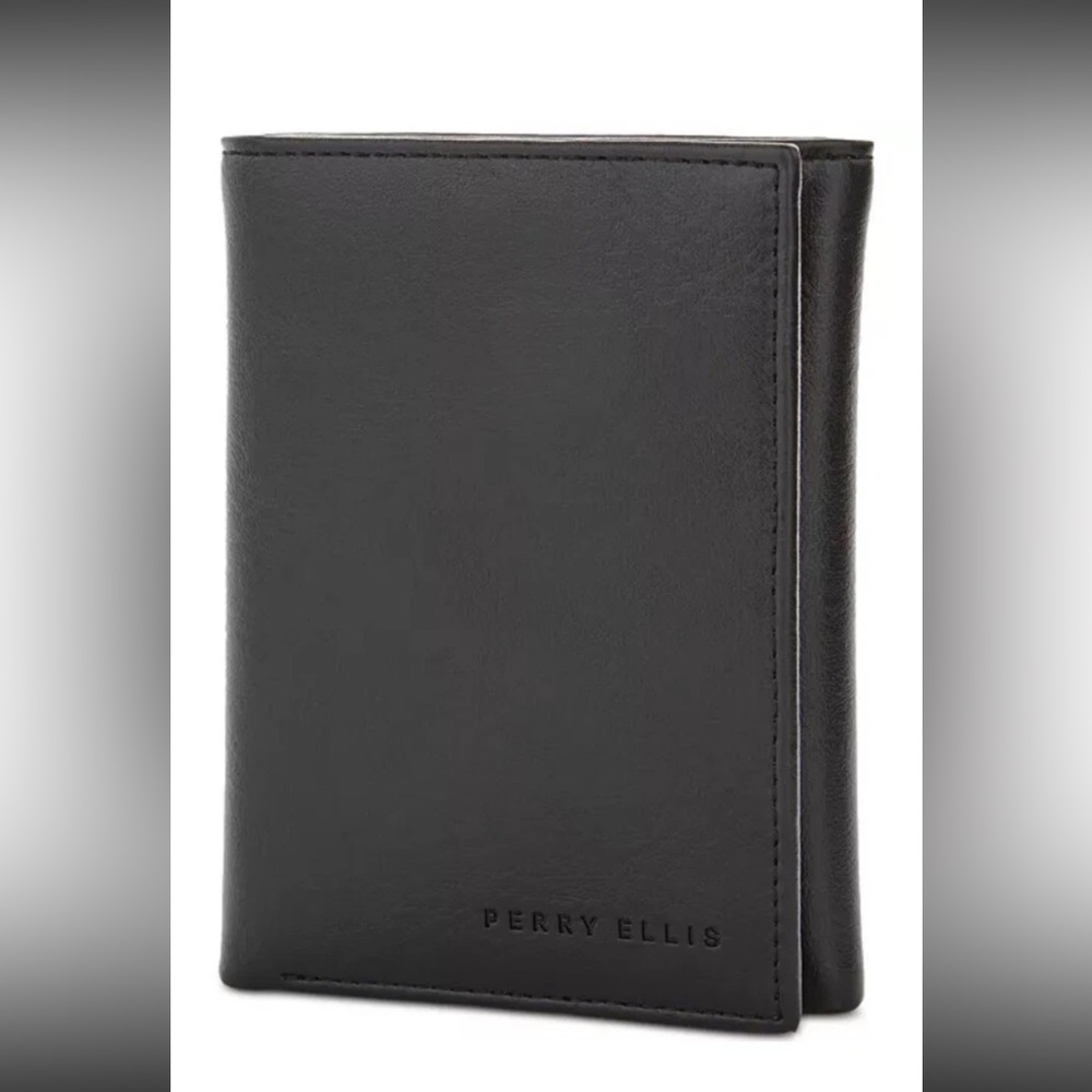 Perry Ellis Classic Trifold Black Wallet